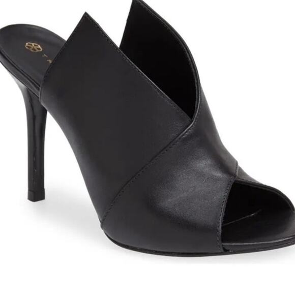 Trina Turk Black Laguna Leather Heel Sz 6.5 - Picture 13 of 15